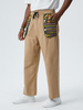 Pantalon droit à cordon de serrage en coton à imprimé géométrique coloré pour hommes
