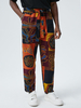 Pantalon droit à cordon de serrage en coton à motif ethnique pour hommes