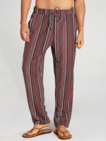 Pantalon droit décontracté à cordon élastique imprimé à rayures ethniques pour hommes