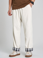 Pantalon droit en velours côtelé à carreaux pour hommes