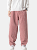Pantalon droit en velours côtelé en coton de couleur unie pour homme avec fermeture à glissière lâche avec poche