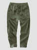 Pantalon droit tout-aller décontracté pour hommes,  100% coton,  couleur unie et à cordon de serrage