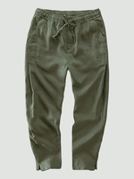 Pantalon droit tout-aller décontracté pour hommes,  100% coton,  couleur unie et à cordon de serrage