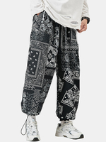 Pantalon en coton à imprimé ethnique Paisley pour homme
