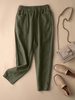 Pantalon en coton décontracté à taille élastique avec poche unie
