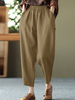Pantalon en coton décontracté à taille élastique avec poche unie