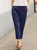 Pantalon en coton décontracté à taille élastique avec poche unie