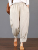 Pantalon en coton lâche taille élastique pour femme
