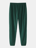 Pantalon en coton pour hommes de couleur unie décontracté à la maison en vrac mince élastique mi-taille