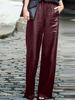 Pantalon en cuir décontracté à taille élastique et à jambes larges pour femmes