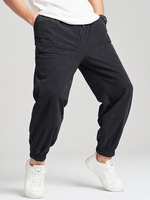 Pantalon en velours côtelé de couleur pure pour hommes avec poche