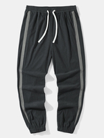 Pantalon en velours côtelé patchwork avec ruban latéral pour homme