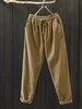Pantalon en velours côtelé pour femme solide et simple à cordon de serrage vintage