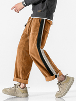 Pantalon en velours côtelé pour hommes à rayures latérales avec cordon de serrage