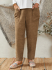 Pantalon Femme Kaki Velours Côtelé Poches Latérales Cheville Longueur