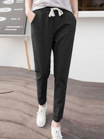 Pantalon fuselé décontracté à taille élastique avec poche à cordon de serrage