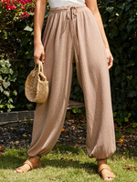 Pantalon fuselé en tricot côtelé uni de couleur unie pour femme