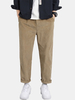 Pantalon Homme Droit Décontracté Côtelé Fermeture Éclair Bouton Cheville Longueur
