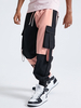 Pantalon imprimé de lettres créatives utilitaires Colorblock Patchwork pour hommes