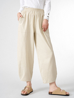 Pantalon large à double poche pour femmes à taille élastique