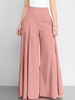 Pantalon large à jambe large à glissière taille haute pour femme
