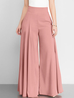 Pantalon large à jambe large à glissière taille haute pour femme