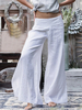 Pantalon large à jambe large à taille élastique pour femmes