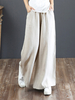 Pantalon large à jambe large avec cordon de serrage à la taille élastique pour femme avec poche