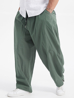 Pantalon large à jambe large et ample de couleur unie pour hommes de grande taille 100% coton avec poche