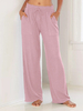 Pantalon large à jambe large et décontracté à la taille élastique pour femmes