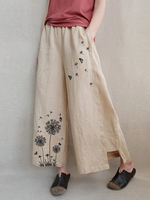 Pantalon large ample à taille élastique avec imprimé floral pour femme