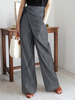 Pantalon large décontracté à rayures asymétriques pour femmes