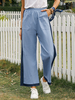 Pantalon large décontracté à taille élastique pour femmes avec poche