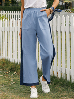 Pantalon large décontracté à taille élastique pour femmes avec poche