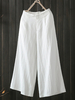 Pantalon large en coton ample à taille élastique pour femmes avec poches