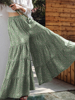 Pantalon large évasé à imprimé floral pour femme