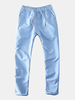 Pantalon lâche en coton de coton respirant de style chinois Pantalon lâche en coton de couleur unie pour homme