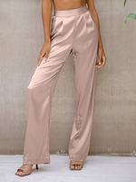 Pantalon lisse simple européen pour femmes avec plis