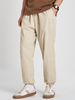 Pantalon long pour homme 100 % coton de couleur unie avec double poche et poignets élastiques