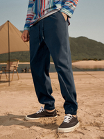 Pantalon Longueur à jambe élastique pour hommes de couleur unie