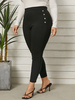 Pantalon Noir à Boutons Grande Taille