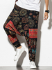 Pantalon pour homme 100% coton design style ethnique poche motif noir entrejambe tombante