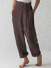 Pantalon sarouel décontracté à jambe large en coton pour femme