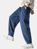 Pantalon sarouel décontracté à taille moyenne avec cordon de serrage pour homme