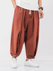 Pantalon sarouel décontracté pour homme 100% coton couleur unie avec poche à cordon