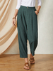 Pantalon sarouel de poche à bouton de taille élastique de couleur pure,  bas décontracté pour femmes