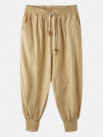 Pantalon sarouel élastique en coton pour hommes avec cordon de serrage à la cheville