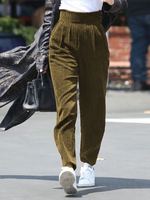 Pantalon sarouel rétro en velours côtelé à taille élastique pour femme
