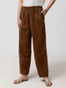 Pantalon sarouel taille élastique en velours côtelé pour femme avec poche