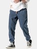 Pantalon sarouel taille moyenne en coton avec cordon de serrage pour homme